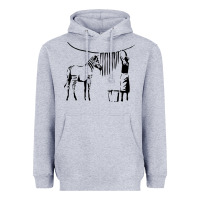 Heather Grey Banksy Zebra Heavyweight Hoodie - artisFamous