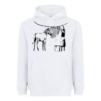 White Banksy Zebra Heavyweight Hoodie - artisFamous