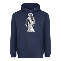 Navy santa muerte blanca Heavyweight Hoodie - artisFamous