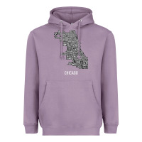 Lavender chicago typography neighborhood map Heavyweight Hoodie - artisFamous