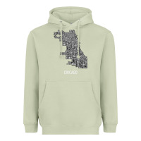 Matcha chicago typography neighborhood map Heavyweight Hoodie - artisFamous