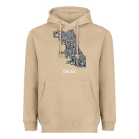 Mushroom chicago typography neighborhood map Heavyweight Hoodie - artisFamous