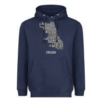 Navy chicago typography neighborhood map Heavyweight Hoodie - artisFamous