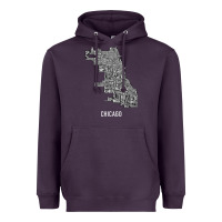Plum chicago typography neighborhood map Heavyweight Hoodie - artisFamous