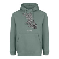 Sage chicago typography neighborhood map Heavyweight Hoodie - artisFamous