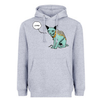 Heather Grey lying cat Heavyweight Hoodie - artisFamous