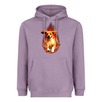 Lavender Dog In Fire Heavyweight Hoodie - artisFamous