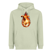 Matcha Dog In Fire Heavyweight Hoodie - artisFamous