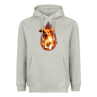 Moon Dust Dog In Fire Heavyweight Hoodie - artisFamous