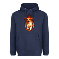 Navy Dog In Fire Heavyweight Hoodie - artisFamous