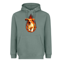 Sage Dog In Fire Heavyweight Hoodie - artisFamous