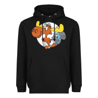 Black Vintage Rocky And Bullwinkle Heavyweight Hoodie - artisFamous