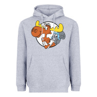 Heather Grey Vintage Rocky And Bullwinkle Heavyweight Hoodie - artisFamous