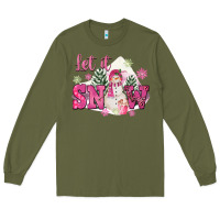 Army Green Let It Snow Pink Christmas Long Sleeve Tee - FaDigitalArtStudio