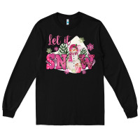 Black Let It Snow Pink Christmas Long Sleeve Tee - FaDigitalArtStudio