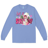 Colony Blue Let It Snow Pink Christmas Long Sleeve Tee - FaDigitalArtStudio