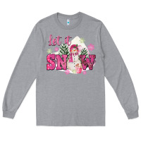 Heather Grey Let It Snow Pink Christmas Long Sleeve Tee - FaDigitalArtStudio