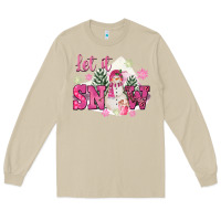 Mushroom Let It Snow Pink Christmas Long Sleeve Tee - FaDigitalArtStudio