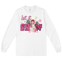 White Let It Snow Pink Christmas Long Sleeve Tee - FaDigitalArtStudio