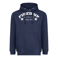 Navy fired up garage Heavyweight Hoodie - artisFamous