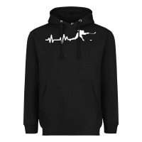 Black hockey player heartbeat ice Heavyweight Hoodie - artisFamous