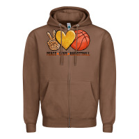 Chestnut peace love basketball Zipper Hoodie - AdoDesignShop