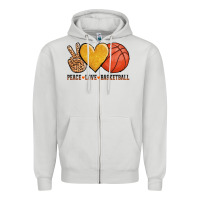 Dove Grey peace love basketball Zipper Hoodie - AdoDesignShop