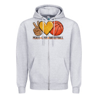 Heather Grey peace love basketball Zipper Hoodie - AdoDesignShop