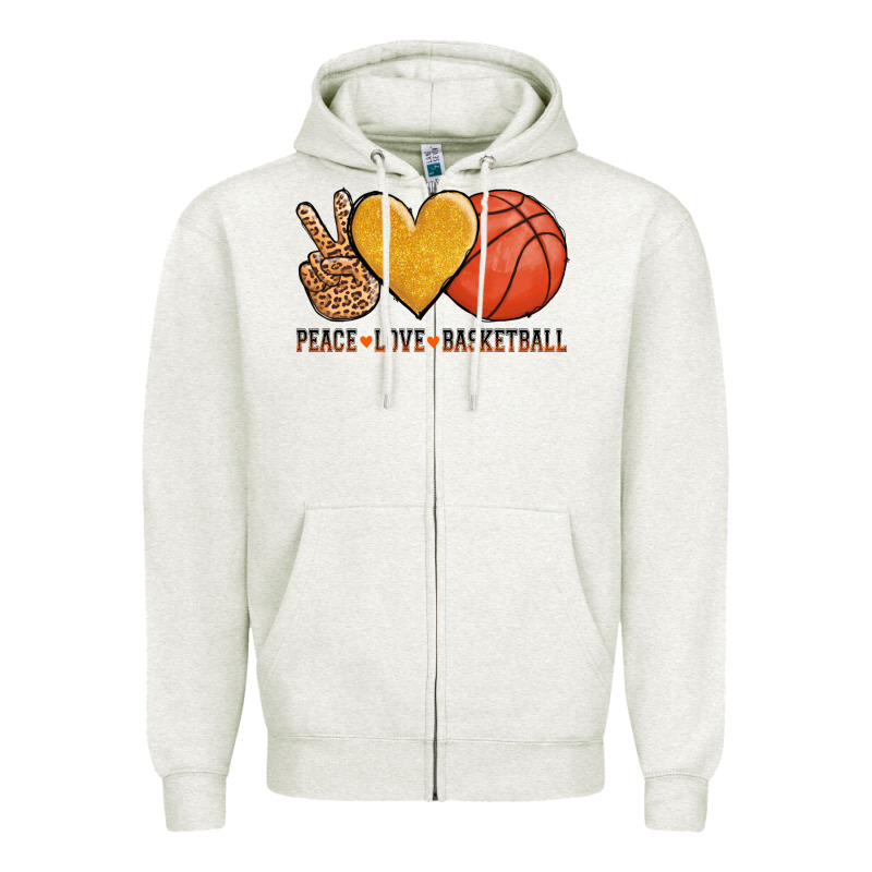 Peace Love Basketball Zipper Hoodie by AdoDesignShop | Teevron