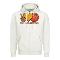 Oatmeal Heather peace love basketball Zipper Hoodie - AdoDesignShop