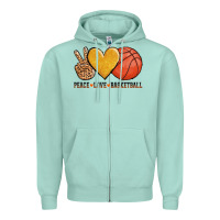 Seafoam peace love basketball Zipper Hoodie - AdoDesignShop