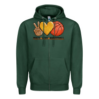 Sports Green peace love basketball Zipper Hoodie - AdoDesignShop