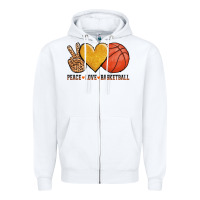 White peace love basketball Zipper Hoodie - AdoDesignShop
