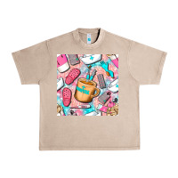 French Oak hospital nurse coffee cups with leopard seamless pattern bbs Urban Heavy Tee - BundleAndBundleShop
