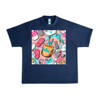 Navy hospital nurse coffee cups with leopard seamless pattern bbs Urban Heavy Tee - BundleAndBundleShop