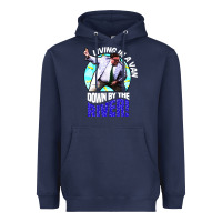 Navy chris farley   matt foley nostalgia Heavyweight Hoodie - artisFamous