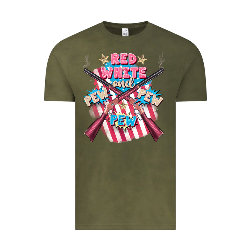 Red White And Pew Pew Pew Vintage Tee by FaDigitalArtStudio | Teevron