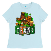 Baby Blue St. Patrick's Texas map Ladies Tee - OliviaCreatesArt