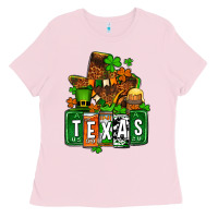 Bubblegum Pink St. Patrick's Texas map Ladies Tee - OliviaCreatesArt
