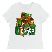 White St. Patrick's Texas map Ladies Tee - OliviaCreatesArt