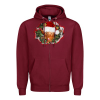 Burgundy christmas heifer Zipper Hoodie - AdoDesignShop