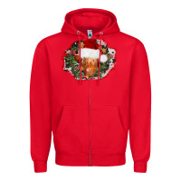 Red christmas heifer Zipper Hoodie - AdoDesignShop