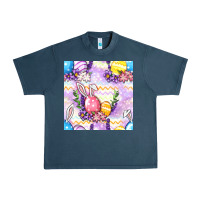Midnight Navy Easter Eggs With Flowers Seamless Pattern Urban Heavy Tee - BundleAndBundleShop