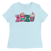 Baby Blue xoxo coffee cups Ladies Tee - OliviaCreatesArt