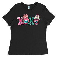 Black xoxo coffee cups Ladies Tee - OliviaCreatesArt
