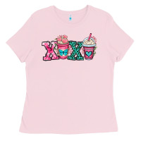 Bubblegum Pink xoxo coffee cups Ladies Tee - OliviaCreatesArt