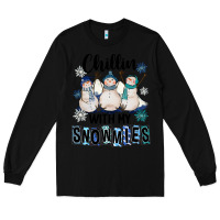 Black Chillin With My Snowmies Long Sleeve Tee - FaDigitalArtStudio