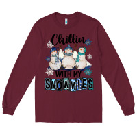 Burgundy Chillin With My Snowmies Long Sleeve Tee - FaDigitalArtStudio