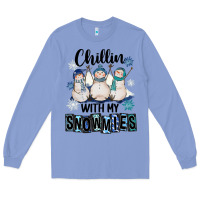 Colony Blue Chillin With My Snowmies Long Sleeve Tee - FaDigitalArtStudio