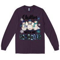 Plum Chillin With My Snowmies Long Sleeve Tee - FaDigitalArtStudio